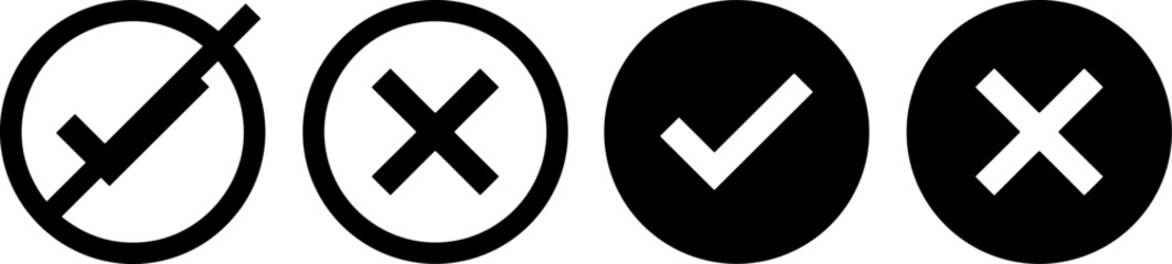Minimal Check and Cross Icon Set Featuring Approval Symbols, Rejection Marks, and Monochrome Validation Interface Elements © MSTMONIRA