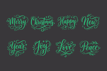 Christmas holiday greetings calligraphy lettering merry christmas happy new year joy love. © Sadhin