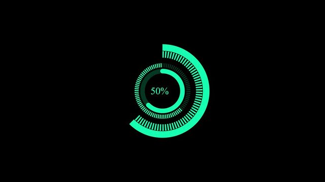 Loading bar and percentage Futuristic progress loading bar 0-100 percent in 4k