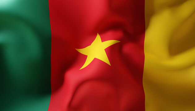 Waving flag of Cameroon. Close-Up