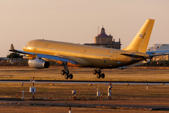 Luqa, Malta - May 28, 2026: New Airbus A330-243MRTT (REG: MRTT063) arriving in the late evening for painting at IAC Malta.