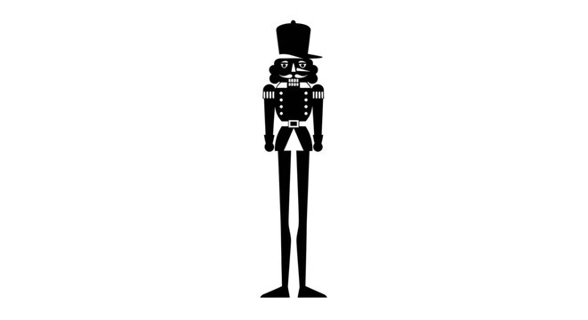 Black Silhouette Nutcracker Soldier Toy on White Background