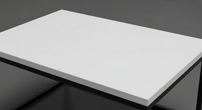 Modern coffee table with white rectangular top and black metal frame for contemporary living room interior design