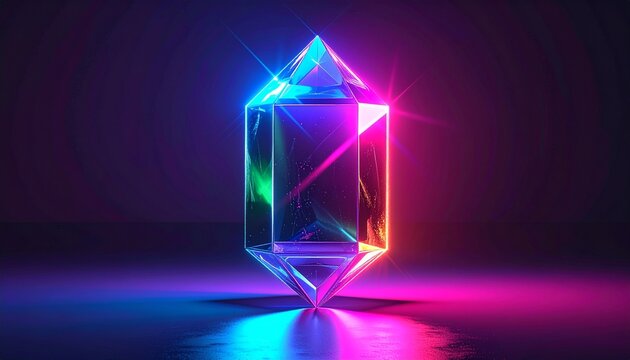 Glowing Neon Crystal Gem Abstract Background