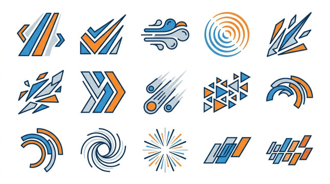 Modern Abstract Speed and Technology Icons Set