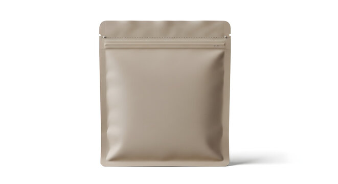 Realistic brown paper pouch bag mockup for dry food packaging