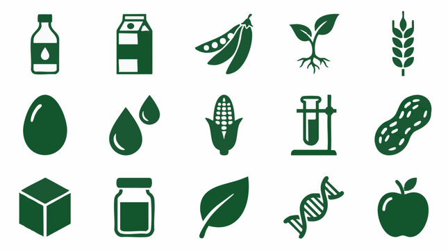 Food, Agriculture, and Biotechnology Flat Icons Set