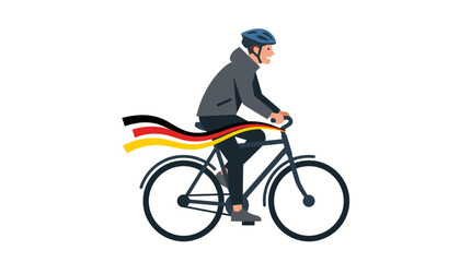 Naklejka premium Playful cyclist on a bicycle with a fiery trail in a minimalist illustration style.