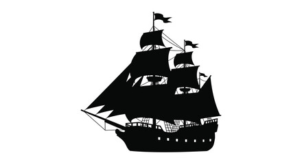 Sailing ship silhouette against a white background © design creation