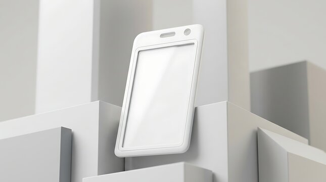 Blank white badge holder mockup for identity card identification security pass access control event professional corporate branding