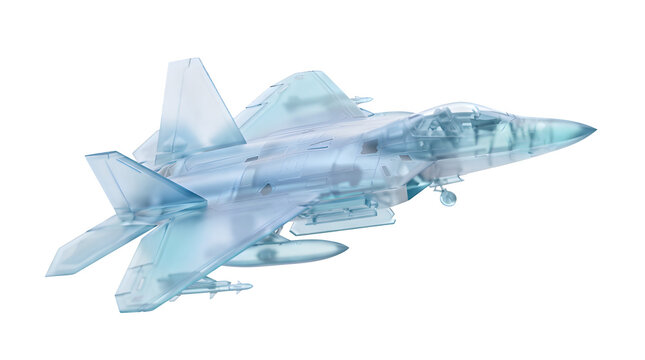 Translucent Fighter Jet Aircraft with Transparent Wings and Cockpit airplane military isolated on a transparent background