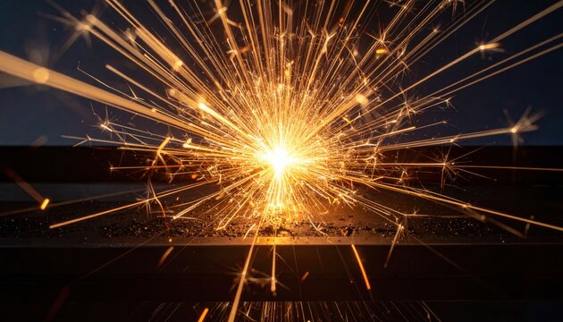 Intense burst of brilliant orange light radiating outwards like a star exploding in the darkness.