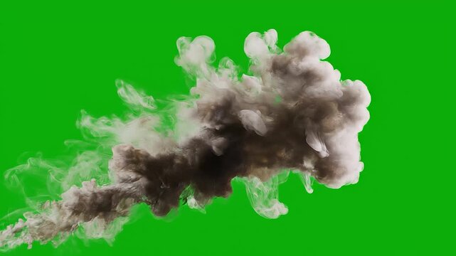 Low Opacity Dirty Fog Urban Smog Drift Isolated on Green Screen