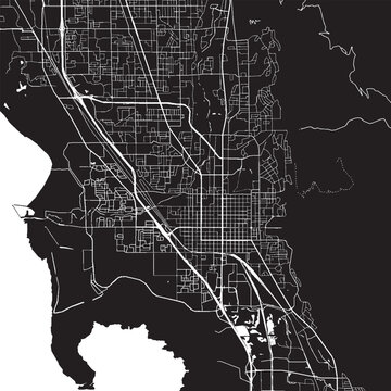 Provo Utah Vector Map, Detailed City Street Map Black and White Minimalist Line Art