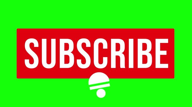 Animated Subscribe Button with Pop Up Scale and Swinging Notification Bell on Green Screen