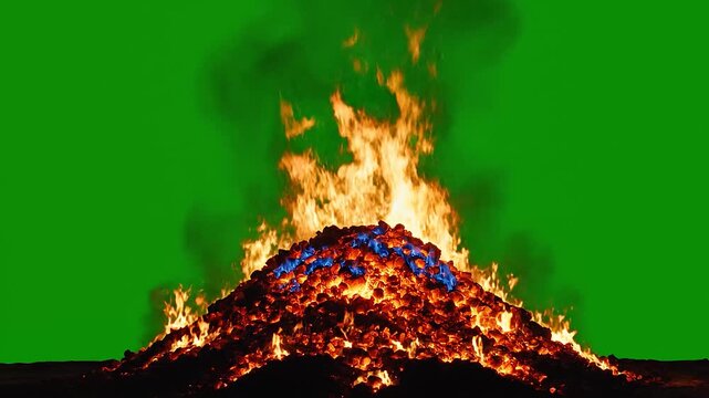 Slow motion fire collapse with inward flame pulling and fading