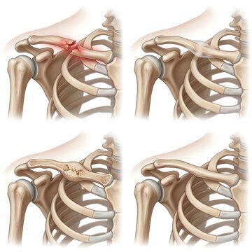 Clavicle Fracture Healing Stages Medical Anatomy Illustration