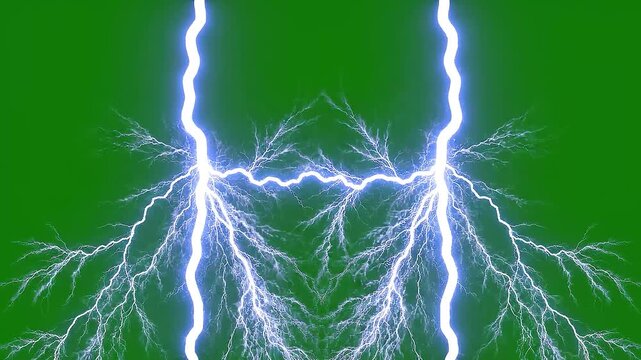 Parallel Lightning Bolts Bridging Arc Green Screen