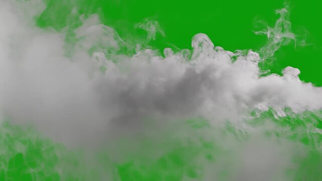 Wide Expanse of Flickering Patchy Fog Isolated on Green Screen