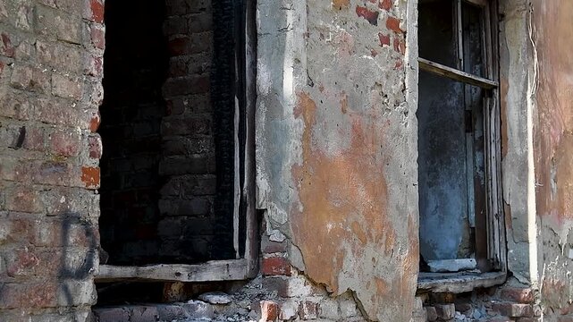 Facade of the old dilapidated house