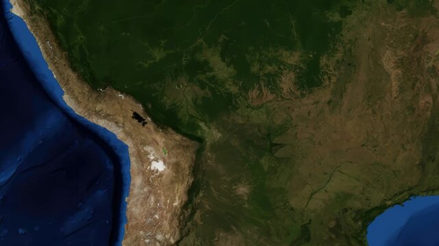 Satellite Map Zoom Animation Into Cochabamba Bolivia With Location Pin