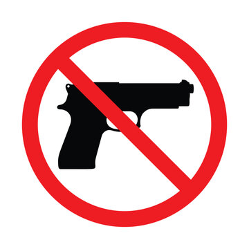 No guns allowed sign, prohibition symbol with handgun silhouette vactor file