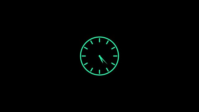 Clock spinning, watch animation on transparent background with alpha channel. Clock icon flat style 24 hours