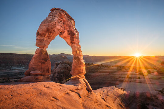 Natural geological features of Arches National Park, Utah, USA