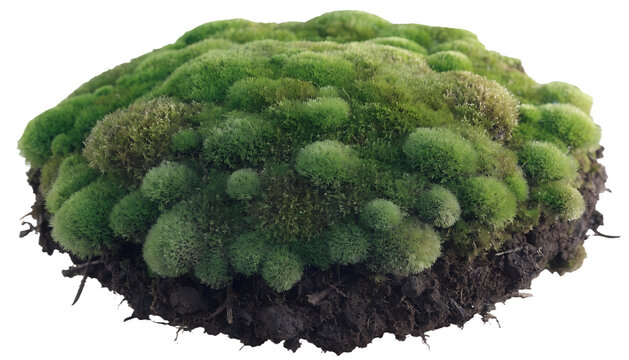 Vibrant Green Forest Moss Tuft Macro &ndash; Realistic Mossy Ground Cover PNG
