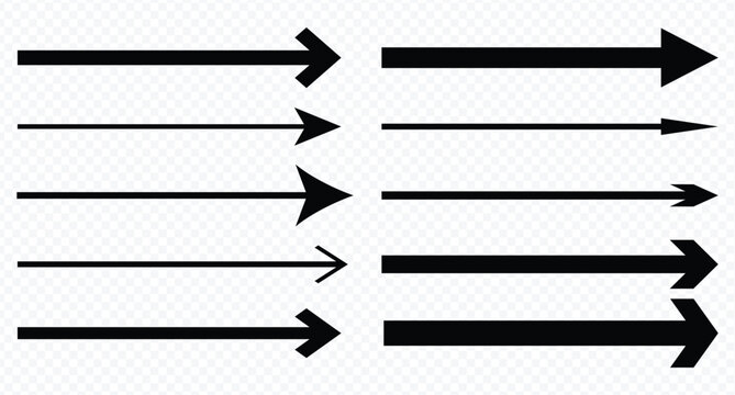Set of Black arrow pointing right. Arrow shape element