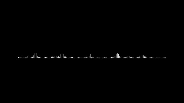 Audio waves Animated on black background,White audio waveform spectrum animation,classic graphic sound equalizer, audio visualization effect. 4K video.