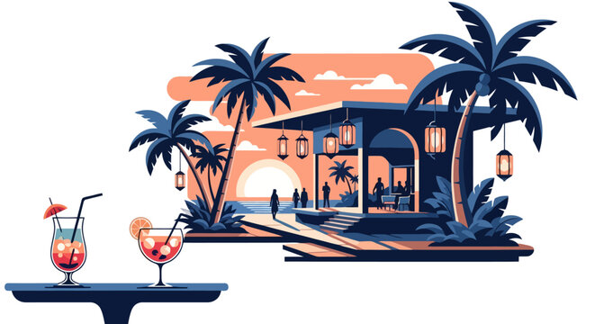 Two refreshing cocktails on a table, ready for a tropical evening.