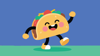 Fototapeta premium Illustration Of Friendly Taco Mascot Dancing Vector Design Template