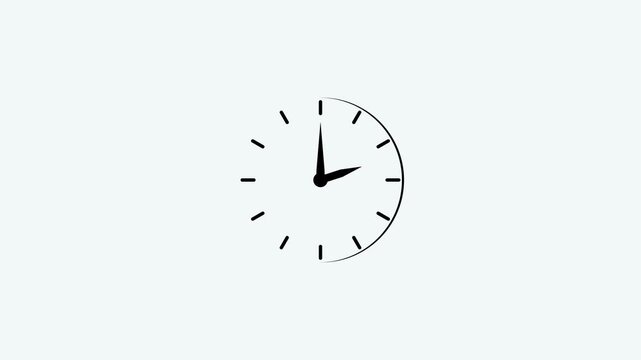 Clock spinning, watch animation on transparent background with alpha channel. Clock icon flat style 24 hours