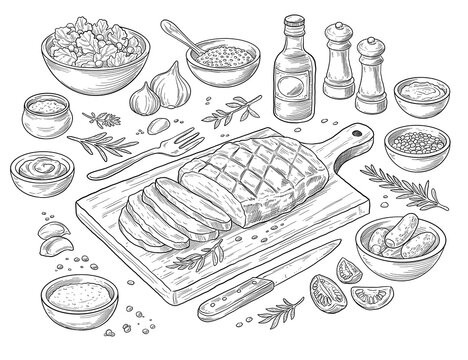 Rustik food set illustration