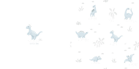 Cute tiny dinosaur seamless pattern © Vasileva