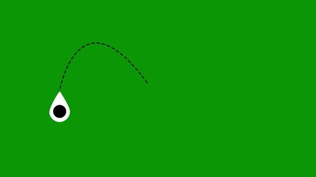 Travel route airplane animation, dotted flight path with moving aircraft and destination markers, tourism and vacation editing concept, green screen background alpha channel 4k video