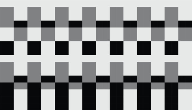 Seamless geometric pattern with black, white, and grey grid blocks, modern monochrome repeating background