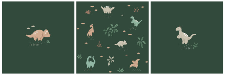 Cute tiny dino seamless patten  © Vasileva