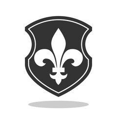 Fleur de lis Shield icon with shadow © sljubisa