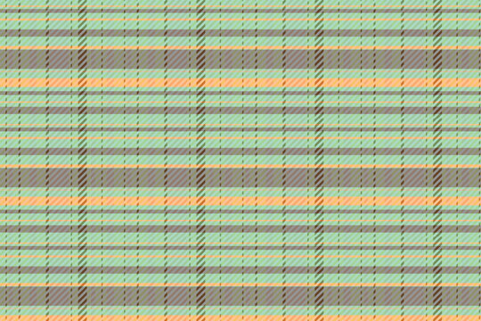 Seamless Plaid Pattern with Green, Orange, and Gray Stripes
