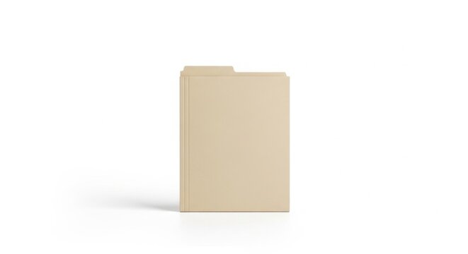 Tan Manila File Folder on White Background for Office Organization and Document Storage