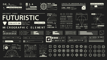 Set of Micrographic element Futuristic UI Cyber Futuristic technology Collection