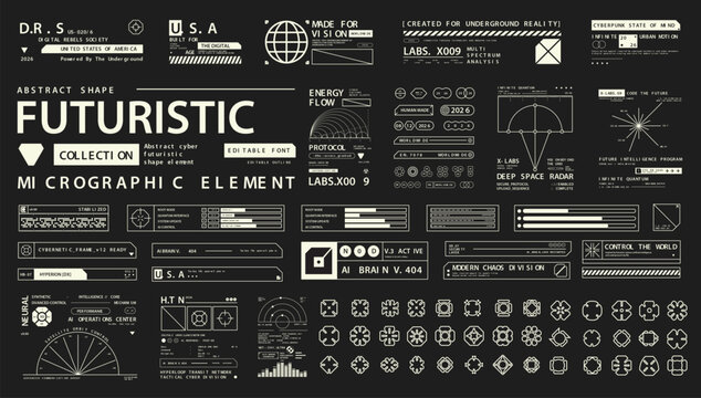 Set of Micrographic element Futuristic UI Cyber Futuristic technology Collection
