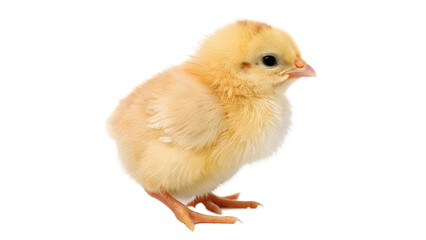 Cute little yellow chicken baby bird farm livestock animal on transparent background © Lobov