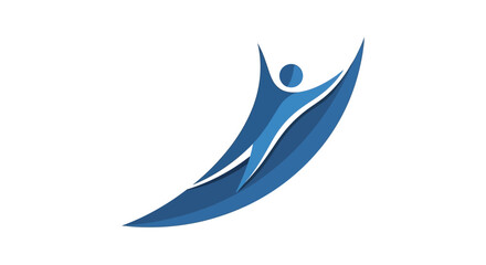 Obraz premium Abstract Blue Human Figure Silhouette Logo Design.