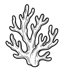 Naklejka premium Branching Coral Line Art Coloring Page Isolated on White Background