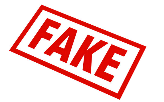 Red fake stamp on transparent background for marking counterfeit or untrue things