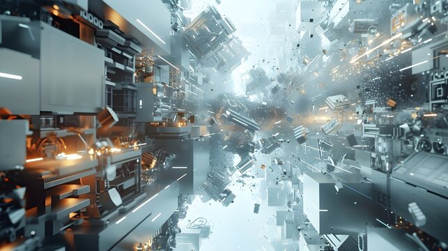 Abstract Geometric White Cubes and Exploding Nano Data Particles for Air Purification Engineering AI Engine