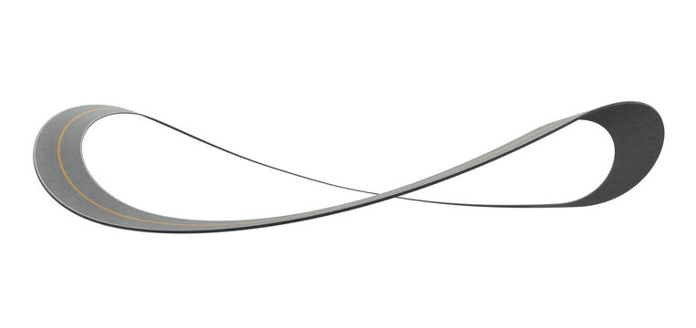 3d rendering asphalt road forming mobius strip loop representing journey